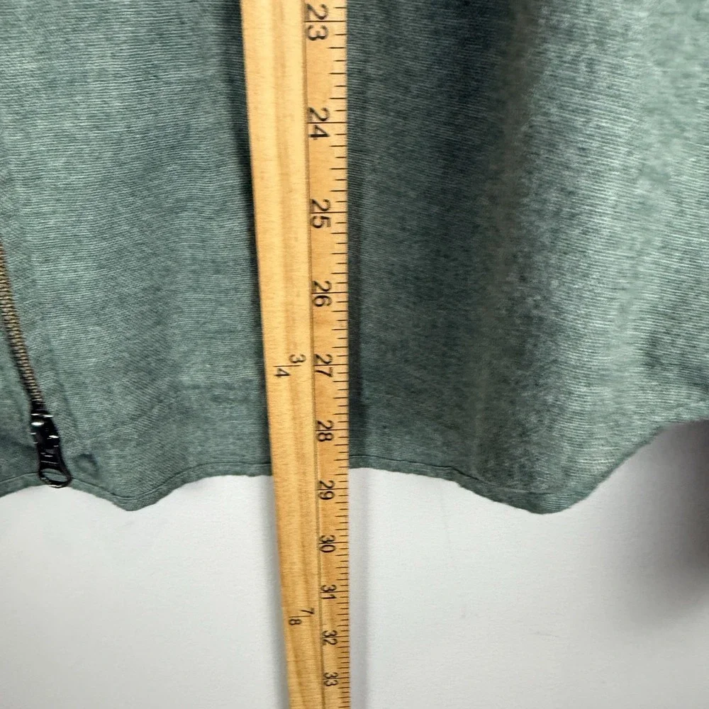 John Henric Shirt Men Small 40-15.5‎ Green Full Zip Long Sleeve Collared Classic